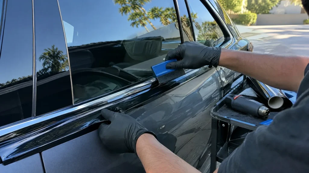 Materials Used in a Professional Chrome Delete Wrap